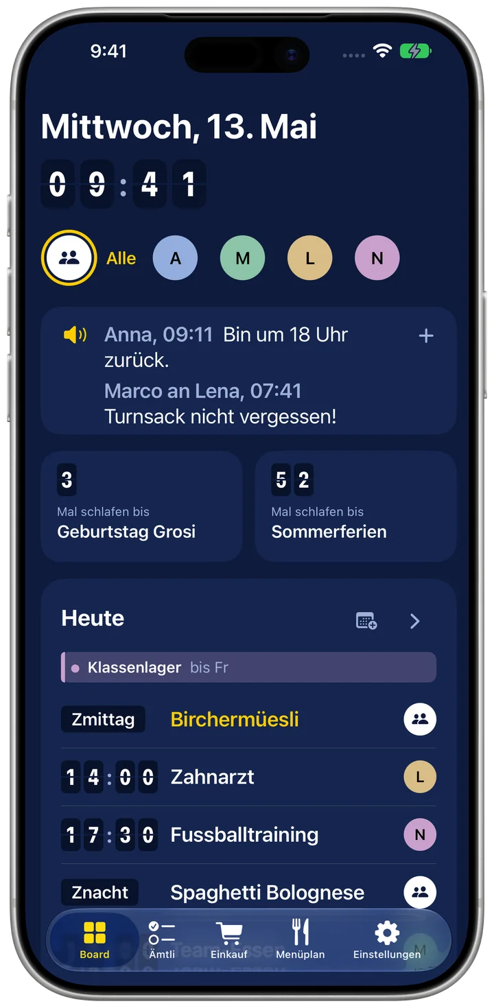 Familienboard auf dem iPhone