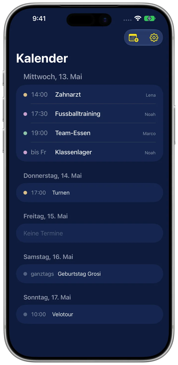 Familienboard auf dem iPhone