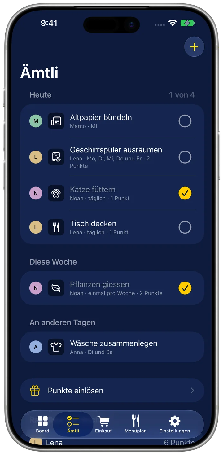 Familienboard auf dem iPhone