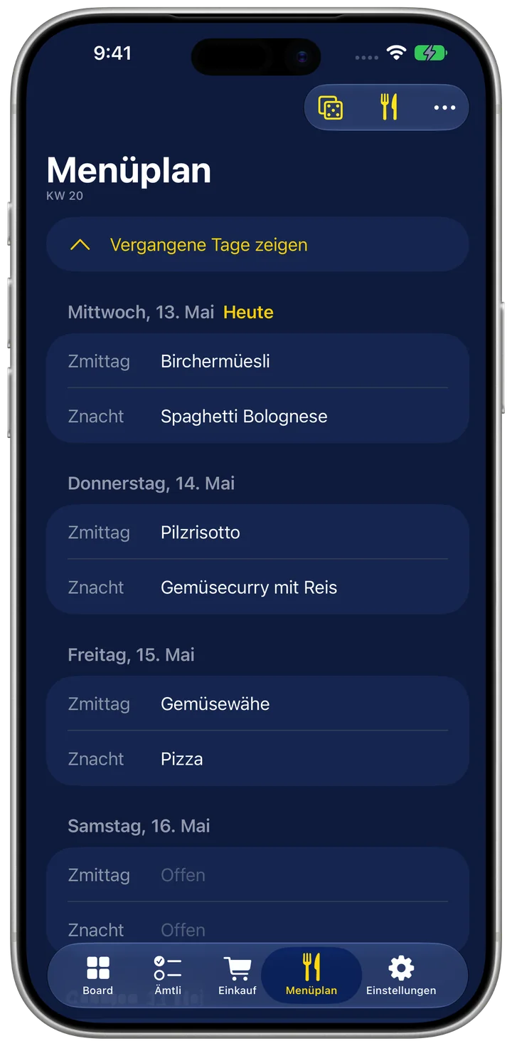 Familienboard auf dem iPhone