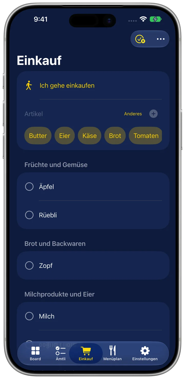 Familienboard auf dem iPhone