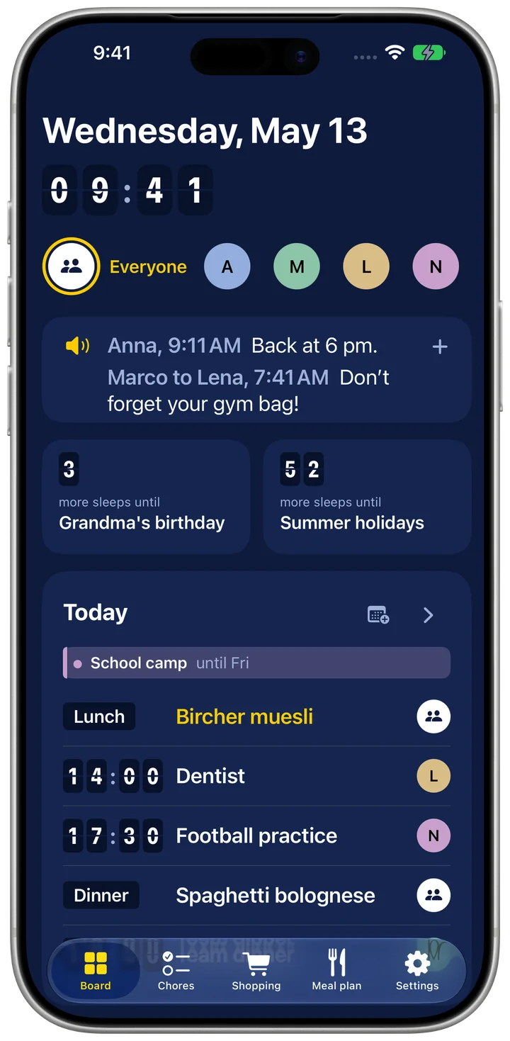 Familienboard on iPhone
