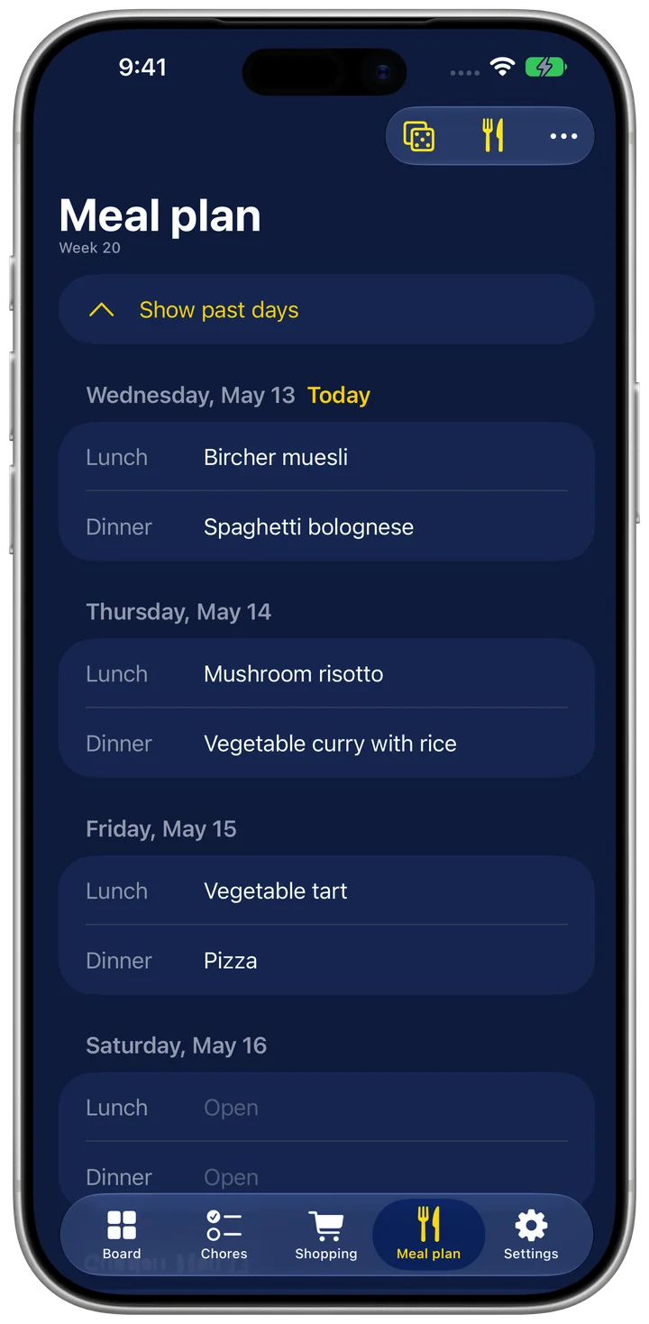 Familienboard on iPhone