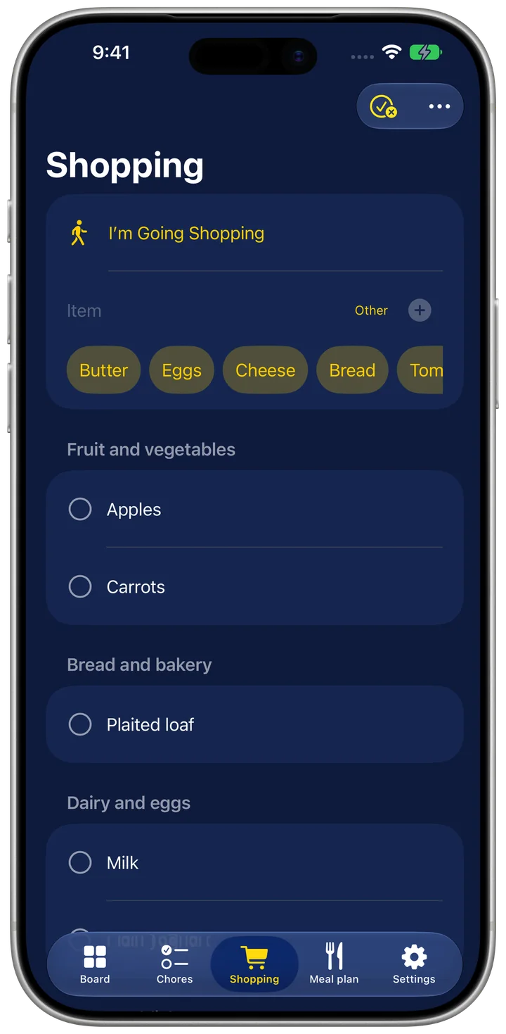 Familienboard on iPhone