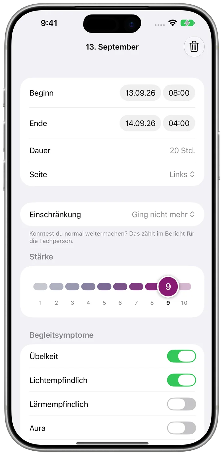 Kopfweh auf dem iPhone