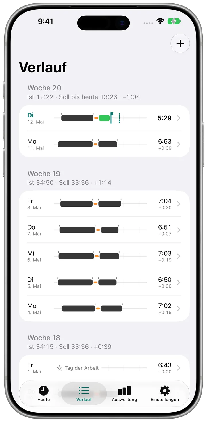 Pensum auf dem iPhone