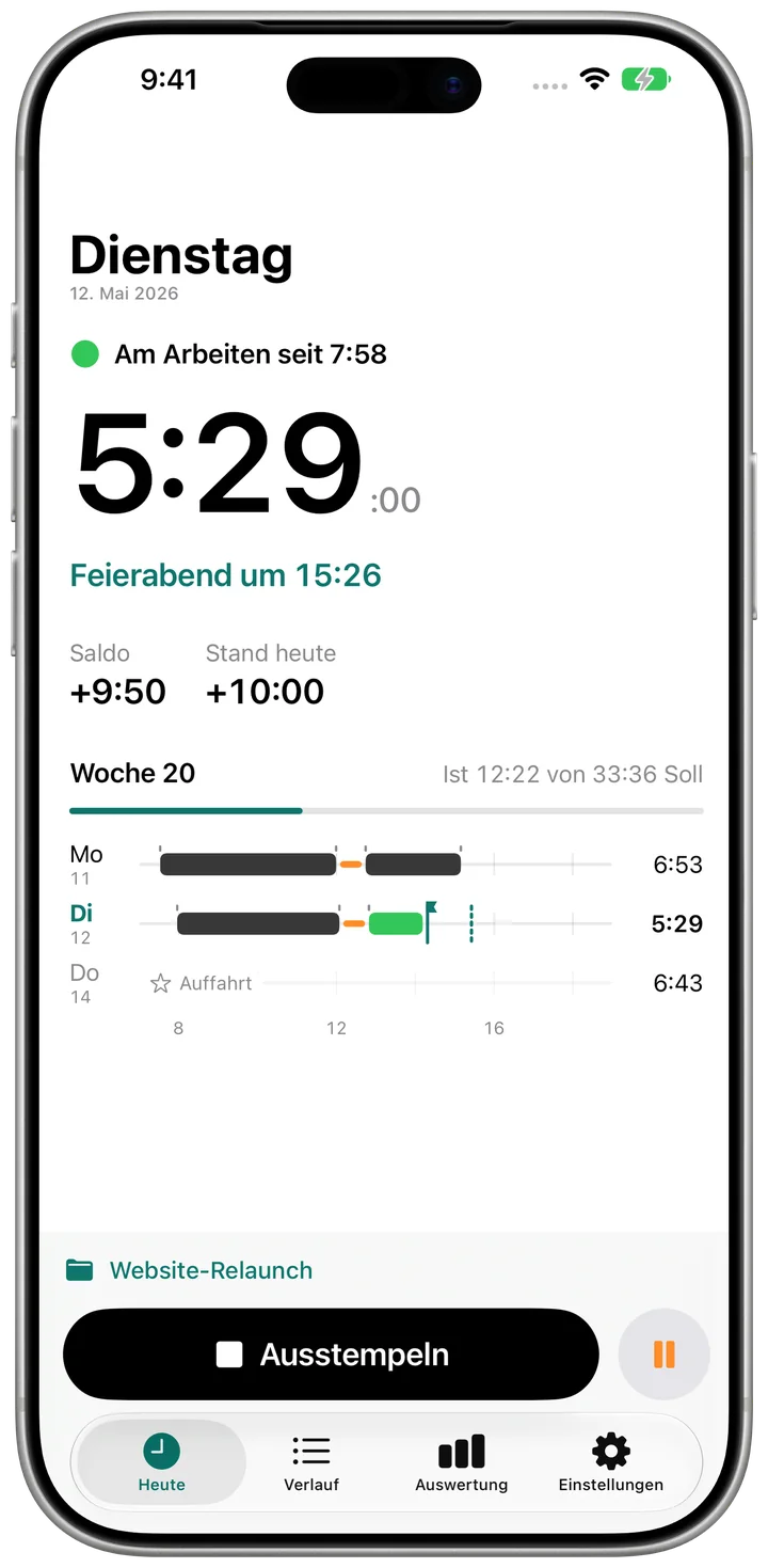 Pensum auf dem iPhone