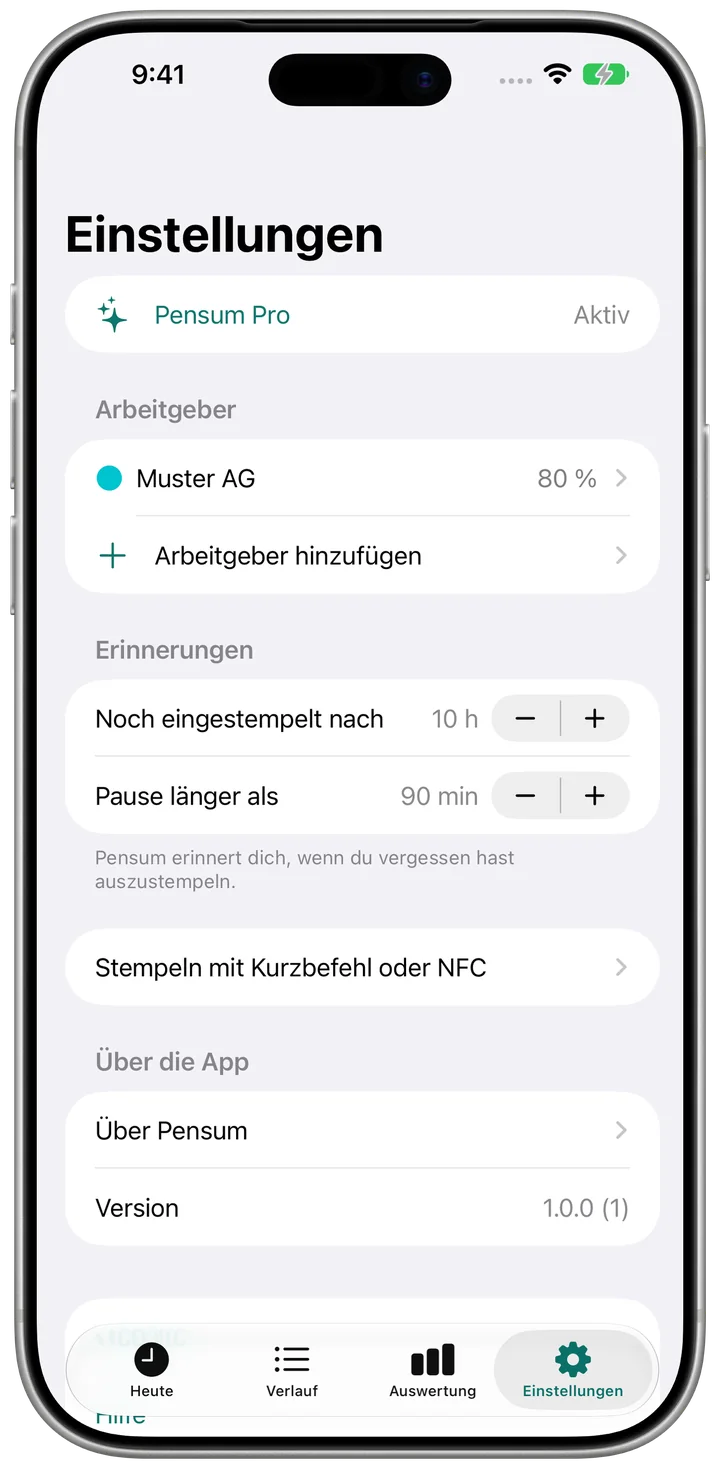 Pensum on iPhone