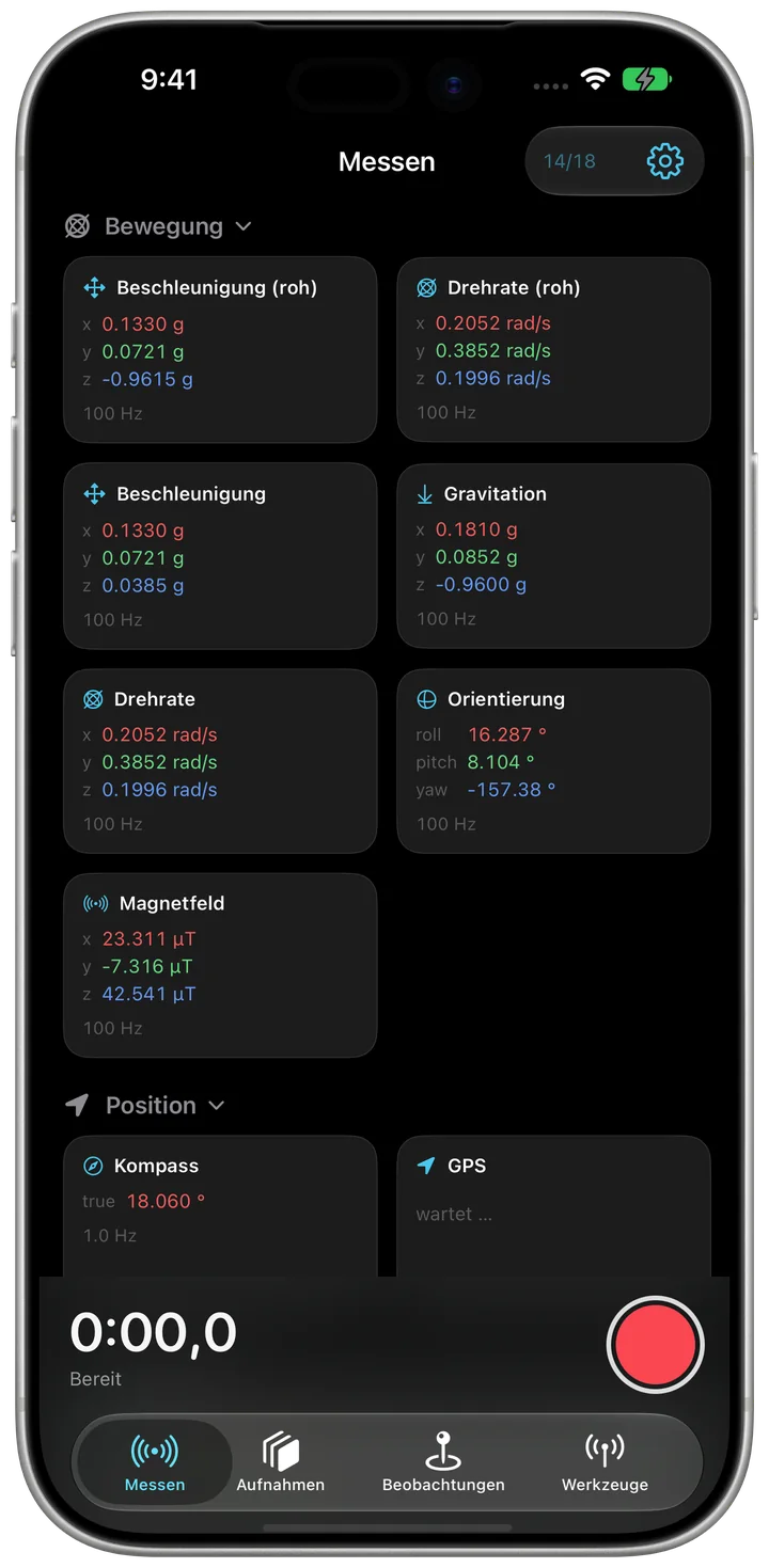 Sensorstorm auf dem iPhone