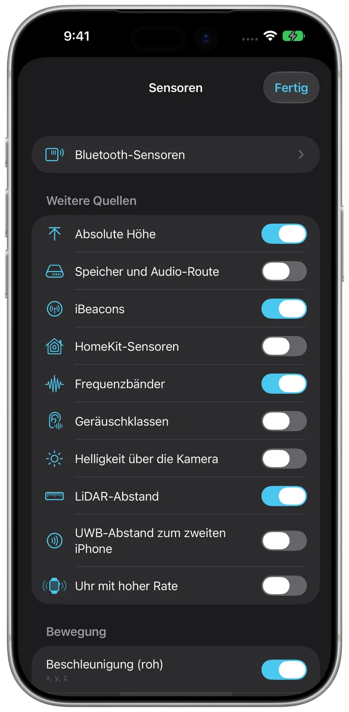 Sensorstorm auf dem iPhone