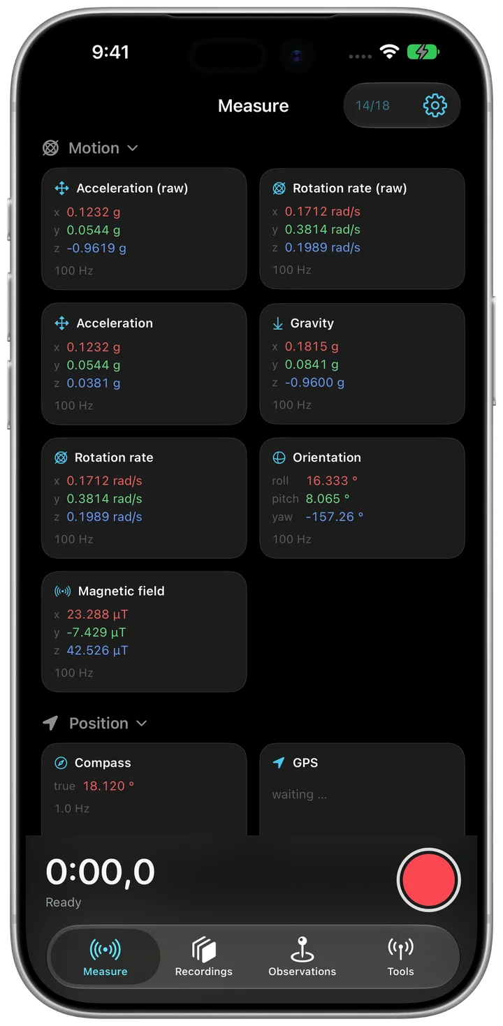 Sensorstorm on iPhone