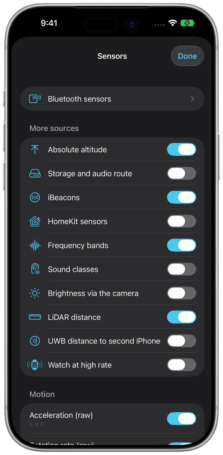 Sensorstorm on iPhone