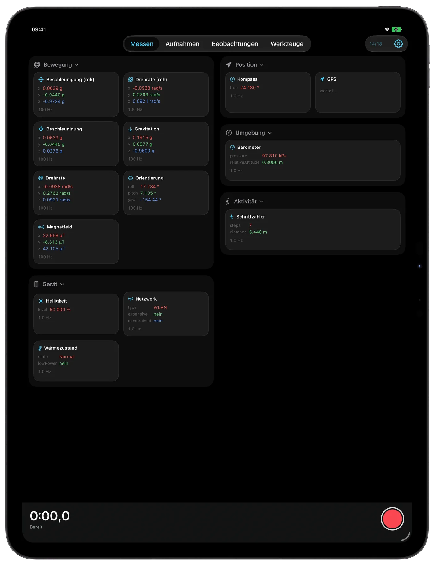 Sensorstorm auf dem iPad